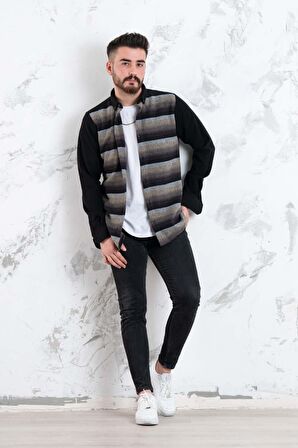 ADVANTE SLİMFİT PARÇA DESENLİ ERKEK ODUNCU GÖMLEK