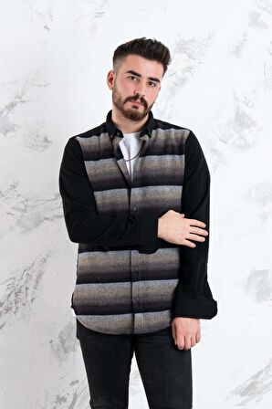 ADVANTE SLİMFİT PARÇA DESENLİ ERKEK ODUNCU GÖMLEK