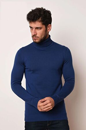 SLİMFİT BOĞAZLI LİKRALI ERKEK TRİKO KAZAK