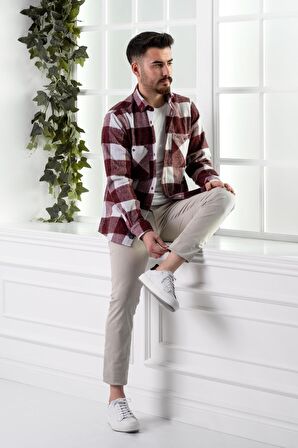 DORSS SLİMFİT ÇİFT CEPLİ EKOSELİ ERKEK ODUNCU GÖMLEK