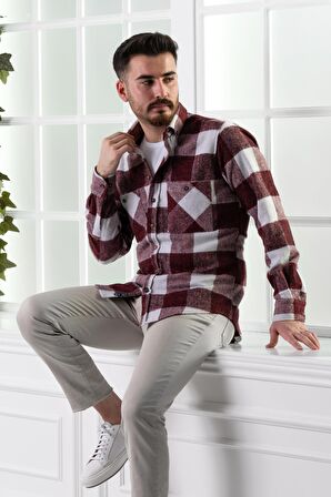 DORSS SLİMFİT ÇİFT CEPLİ EKOSELİ ERKEK ODUNCU GÖMLEK