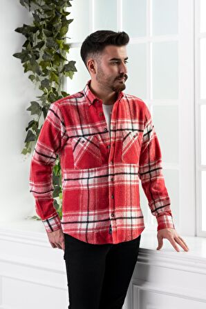 DORSS SLİMFİT ÇİFT CEPLİ EKOSELİ ERKEK ODUNCU GÖMLEK