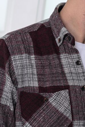 DORSS SLİMFİT ÇİFT CEPLİ EKOSELİ ERKEK ODUNCU GÖMLEK