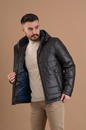 KAPŞONLU REGULAR FİT ERKEK ŞİŞME MONT