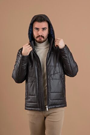 KAPŞONLU REGULAR FİT ERKEK ŞİŞME MONT