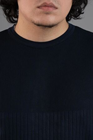 BİSİKLET YAKA LİKRALI MİCROFİLAMENT KUMAŞ SLİMFİT ERKEK SWEATSHİRT