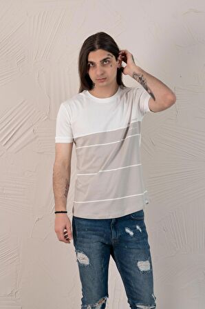 SLİMFİT BASKILI SIFIR YAKA ERKEK PENYE T-SHİRT
