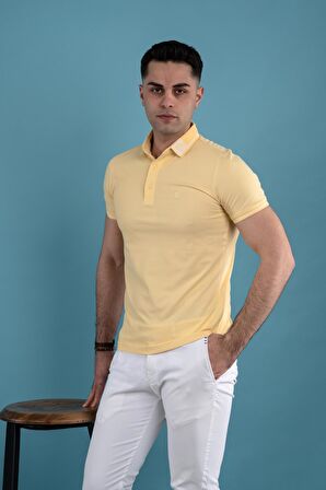 SLİMFİT POLO YAKA DÜĞMELİ MERSERİZE KUMAŞ ERKEK T-SHİRT