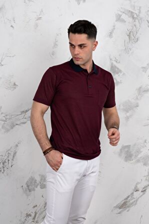 POLO YAKA CEPLİ KLASİK KESİM DESENLİ ERKEK T-SHİRT