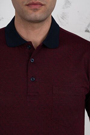 POLO YAKA CEPLİ KLASİK KESİM DESENLİ ERKEK T-SHİRT