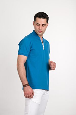 REGULAR FİT FERMUARLI POLO YAKA PAMUKLU ERKEK T-SHİRT