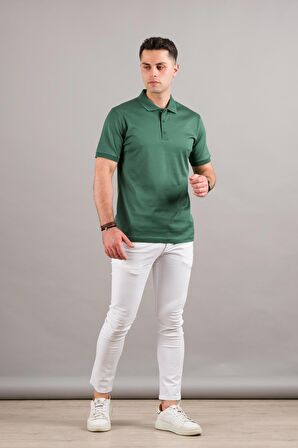 NEHİR by Faruk Ülker Polo Yaka Çıt Çıtlı Merserize Süperfine Cotton Erkek T-Shirt 