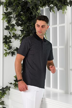 NEHİR by Faruk Ülker Polo Yaka Cepli Desenli Merserize Süperfine Cotton Erkek T-Shirt 