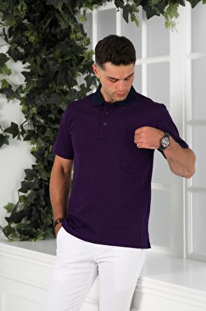 NEHİR by Faruk Ülker Polo Yaka Cepli Desenli Merserize Süperfine Cotton Erkek T-Shirt 