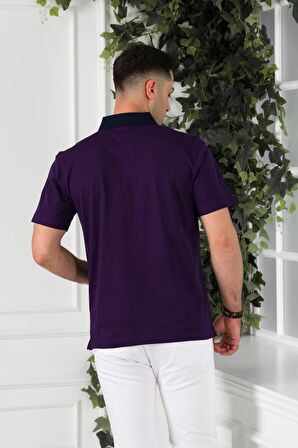 NEHİR by Faruk Ülker Polo Yaka Cepli Desenli Merserize Süperfine Cotton Erkek T-Shirt 