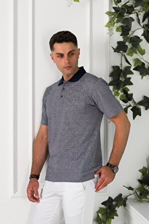 NEHİR by Faruk Ülker Polo Yaka Cepli Desenli Merserize Süperfine Cotton Erkek T-Shirt 