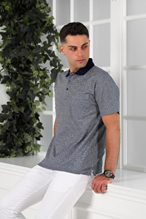 NEHİR by Faruk Ülker Polo Yaka Cepli Desenli Merserize Süperfine Cotton Erkek T-Shirt 