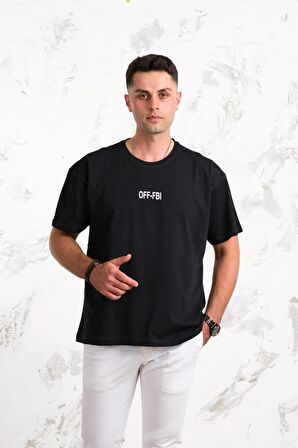OVERSİZE ÖNÜ BASKILI PAMUKLU BASİC ERKEK PENYE T-SHİRT