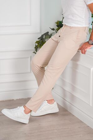 BELİ LASTİKLİ YAZLIK İNCE KUMAŞ İPLİKLİ REGULAR FİT ERKEK JOGGER PANTOLON