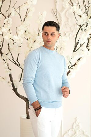 SIFIR YAKA PAMUKLU SLİMFİT BASİC ERKEK TRİKO KAZAK