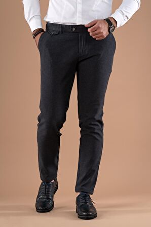 SLİMFİT KIŞLIK ARMÜRLÜ PAMUKLU GABARDİN PANTOLON