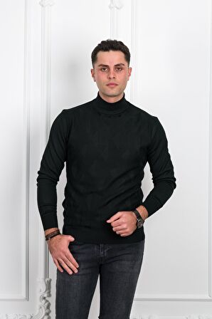 WOOLEN WORLD YARIM BALIKÇI REGULAR FİT DESENLİ ERKEK KAZAK