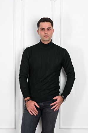 WOOLEN WORLD YARIM BALIKÇI REGULAR FİT DESENLİ ERKEK KAZAK