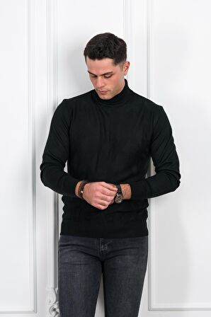 WOOLEN WORLD YARIM BALIKÇI REGULAR FİT DESENLİ ERKEK KAZAK