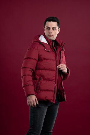 SLİMFİT KAPŞONLU ASTARLI ERKEK ŞİŞME PUFFER MONT