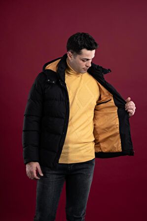 SLİMFİT KAPŞONLU ASTARLI ERKEK ŞİŞME PUFFER MONT