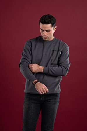 OVERSİZE BASKILI PAMUKLU ERKEK SPOR SWEATSHİRT