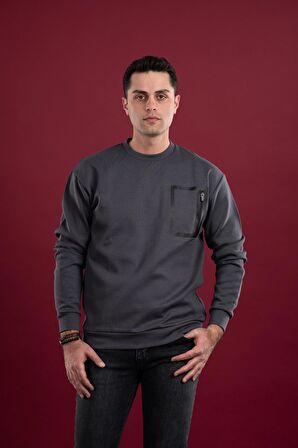 OVERSİZE BASKILI PAMUKLU ERKEK SPOR SWEATSHİRT