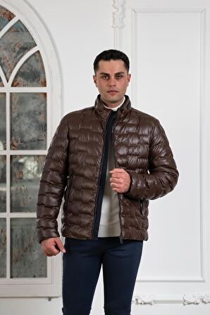 REGULAR FİT DİK YAKA ASTARLI KAPİTONE ERKEK MONT