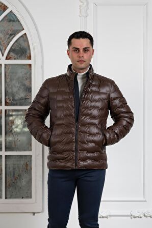 REGULAR FİT DİK YAKA ASTARLI KAPİTONE ERKEK MONT