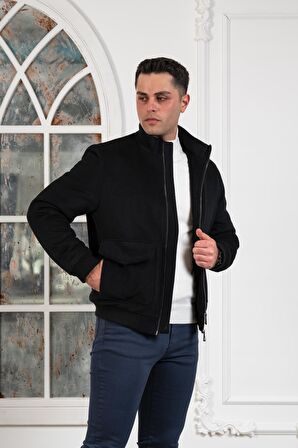 REGULAR FİT YÜNLÜ DİK YAKA ASTARLI İÇİ ELYAFLI KAŞE MONT