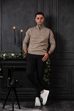 SAN&FA REGULAR FİT YARIM BALIKÇI YÜNLÜ ERKEK TRİKO KAZAK