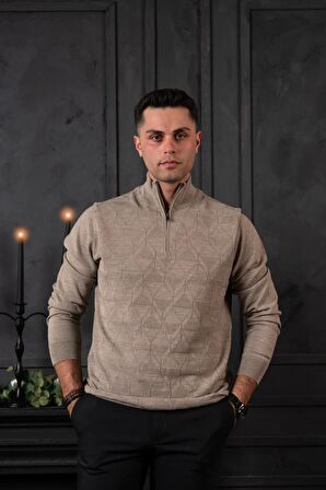 SAN&FA REGULAR FİT YARIM BALIKÇI YÜNLÜ ERKEK TRİKO KAZAK