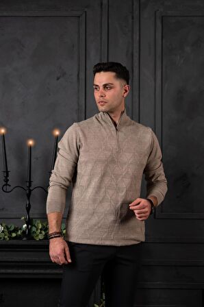 SAN&FA REGULAR FİT YARIM BALIKÇI YÜNLÜ ERKEK TRİKO KAZAK