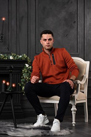 SLİMFİT YARIM BALIKÇI FERMUAR DETAYLI ERKEK TRİKO KAZAK