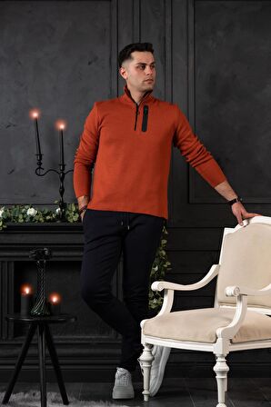 SLİMFİT YARIM BALIKÇI FERMUAR DETAYLI ERKEK TRİKO KAZAK