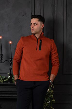 SLİMFİT YARIM BALIKÇI FERMUAR DETAYLI ERKEK TRİKO KAZAK