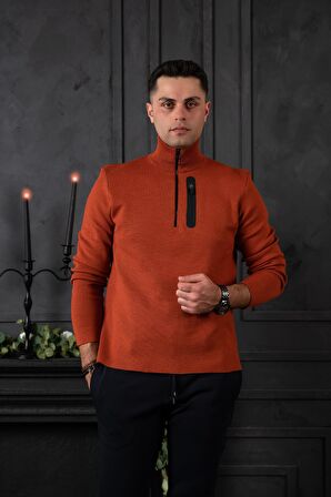 SLİMFİT YARIM BALIKÇI FERMUAR DETAYLI ERKEK TRİKO KAZAK