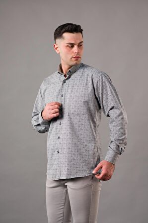 BİCAN GENİŞ KESİM CEPLİ DESENLİ KALIN KUMAŞ KIŞLIK ERKEK GÖMLEK