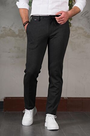 ECER LİKRALI BELİ LASTİKLİ İPLİKLİ KIŞLIK KUMAŞ ERKEK JOGGER PANTOLON 