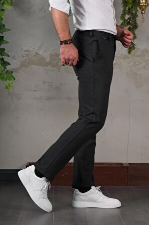ECER LİKRALI BELİ LASTİKLİ İPLİKLİ KIŞLIK KUMAŞ ERKEK JOGGER PANTOLON 