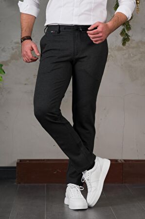 ECER LİKRALI BELİ LASTİKLİ İPLİKLİ KIŞLIK KUMAŞ ERKEK JOGGER PANTOLON 