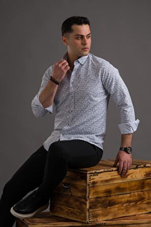 ADVANTE DESENLİ SLİMFİT DÜĞMELİ YAKA UZUN KOL ERKEK GÖMLEK