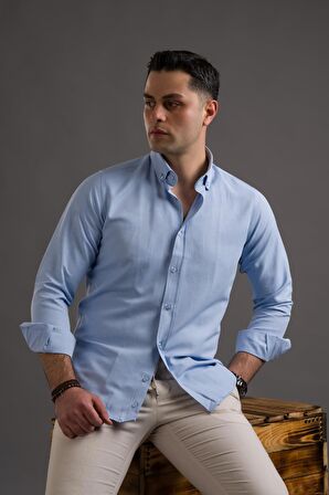 ADVANTE SLİMFİT DÜĞMELİ YAKA UZUN KOL ERKEK GÖMLEK