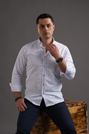 ADVANTE DESENLİ SLİMFİT DÜĞMELİ YAKA UZUN KOL ERKEK GÖMLEK