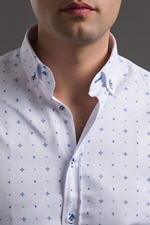 ADVANTE DESENLİ SLİMFİT DÜĞMELİ YAKA UZUN KOL ERKEK GÖMLEK